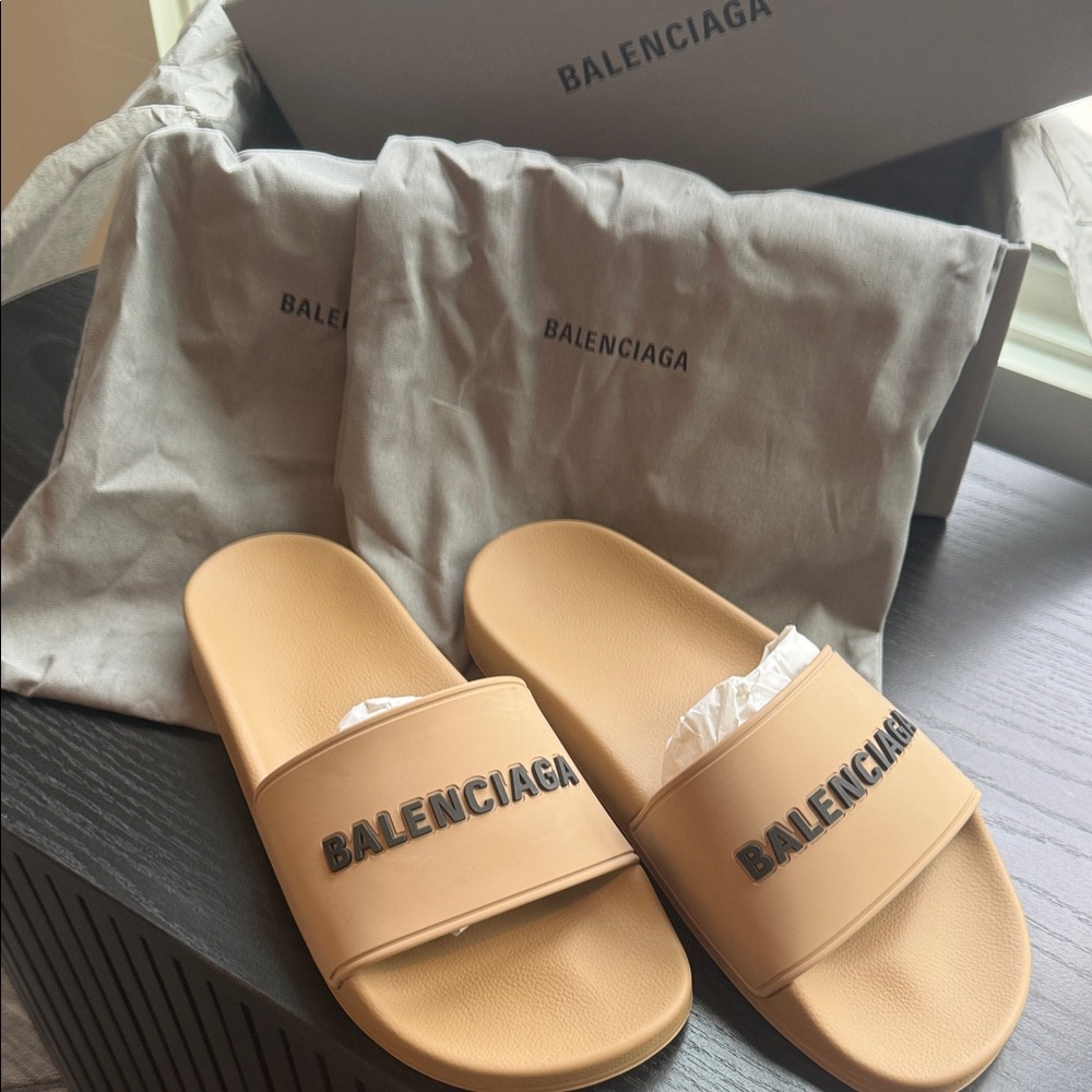 Authentic Balenciaga Beige Slides
